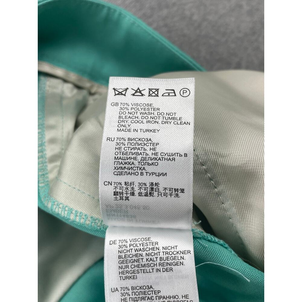 REISS Ember High-Rise Slim Straight Leg Trouser Pants Womens 14 Teal Blue Green - Picture 12 of 14